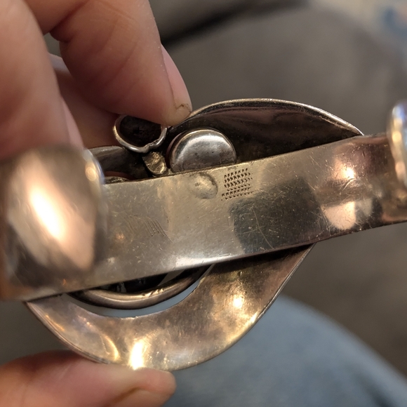 Unique Handmade ALL Silver With Gems Cuff bracelet - Picture 9 of 9